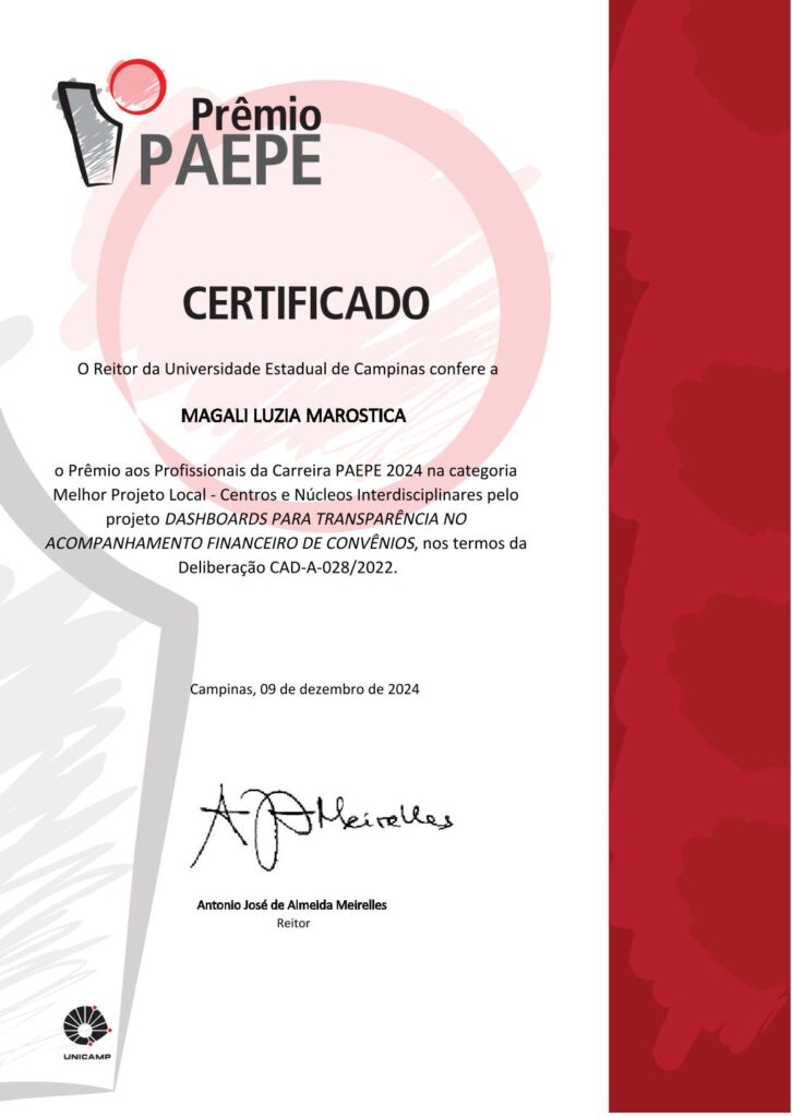 certificado premio paepe magali